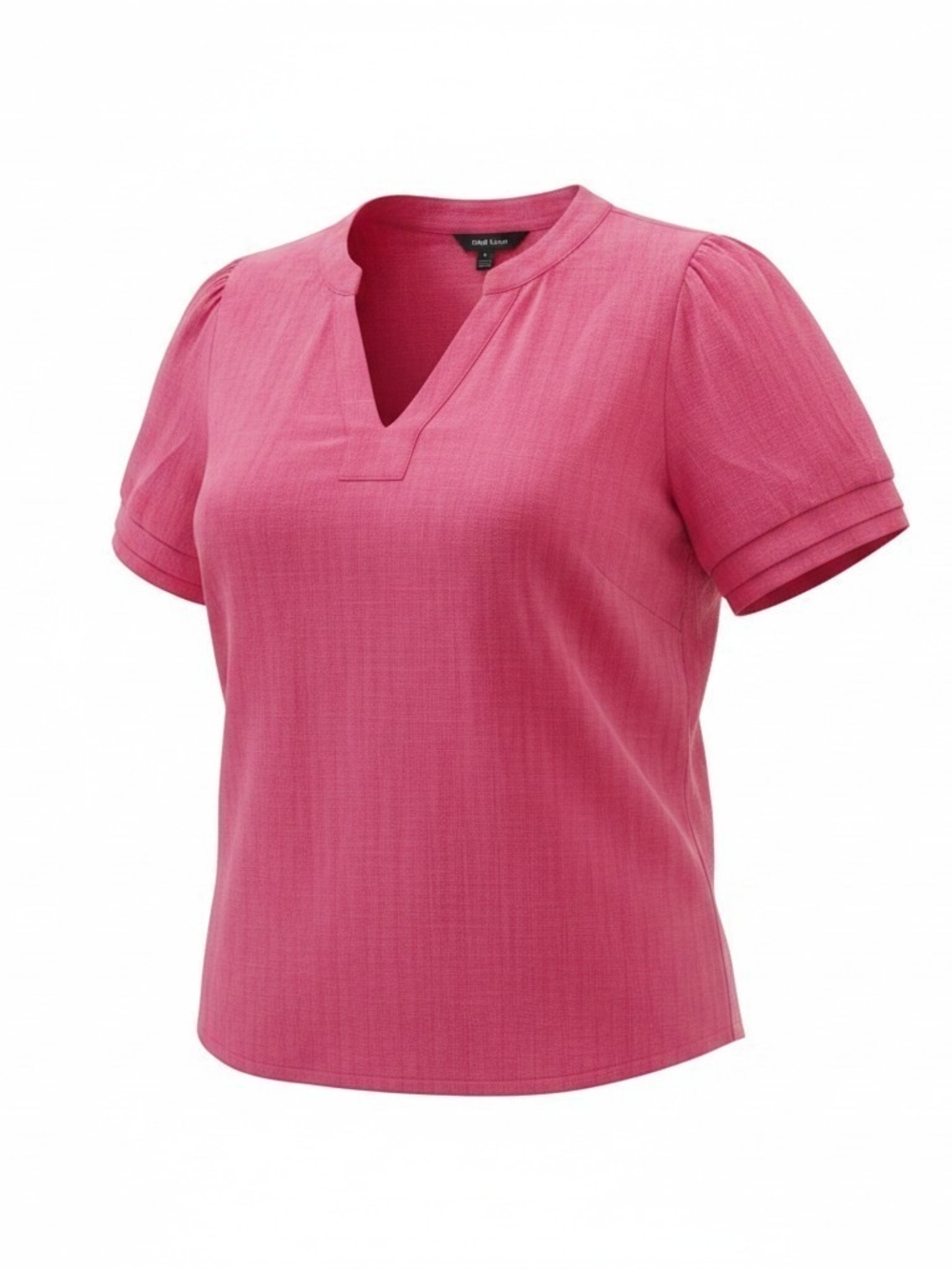 Well Worn Pink Split-Neck Short Sleeve Blouse